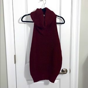 Turtle neck sleeveless sweater with open back